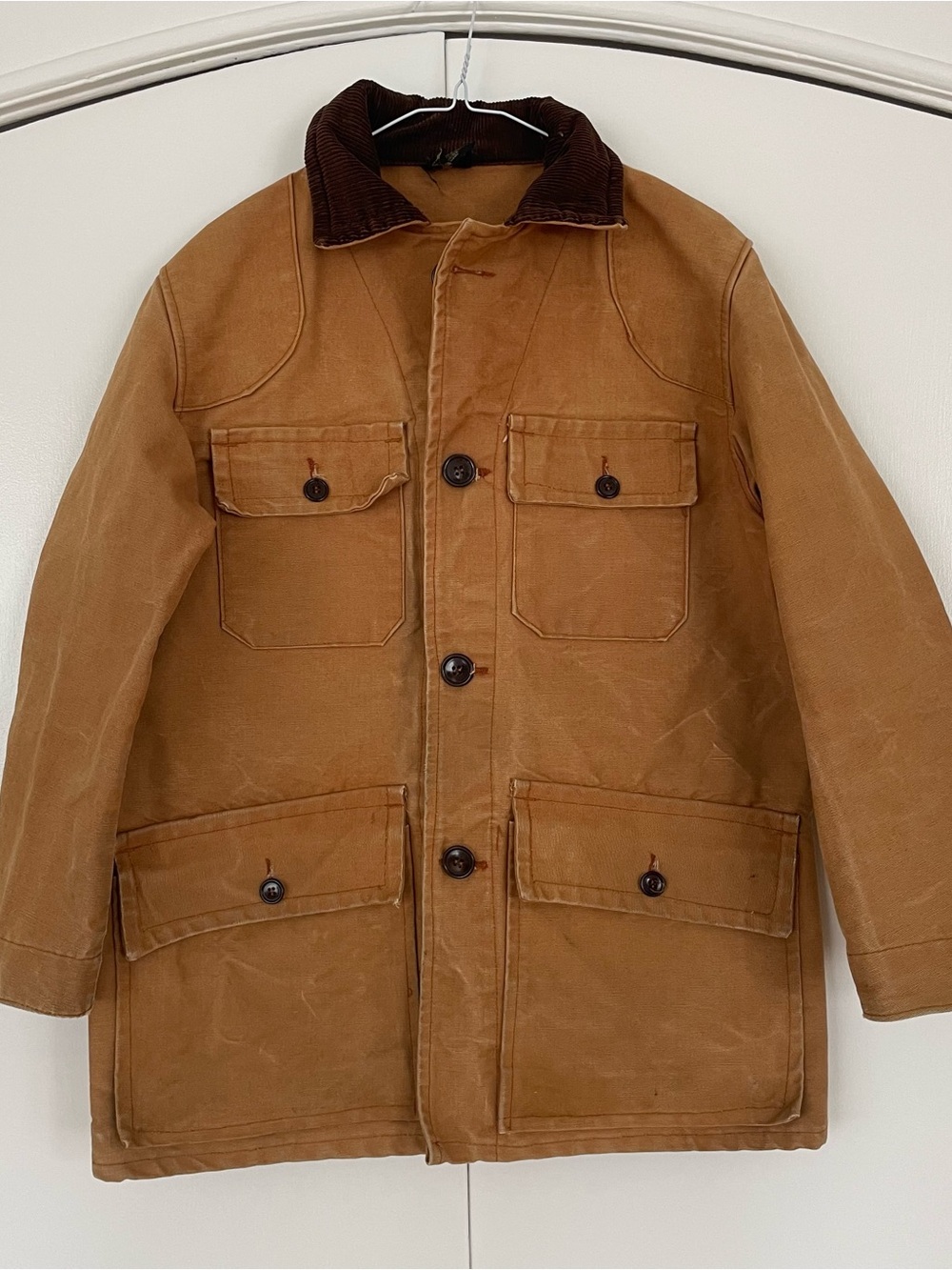 Men's Thermo King Brown Workwear Canvas Coat Barn Jacket with Corduroy  large